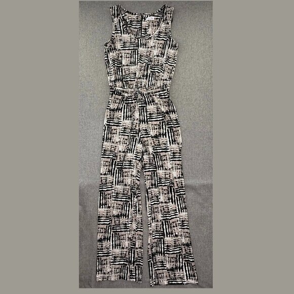 Calvin Klein Jumpsuit Sleeveless Scoop Neck Drawstring Cinched Waisted Size 8 - Picture 1 of 13